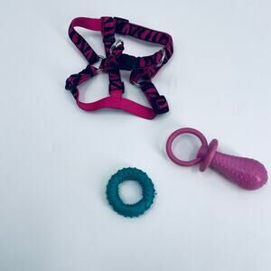 Zebra Print Dog Harness and Chew Toys - Medium Size
